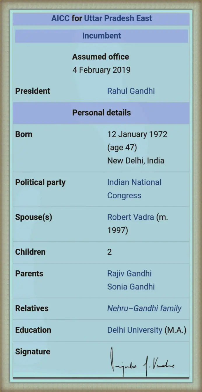Priyanka Gandhi Wikipedia