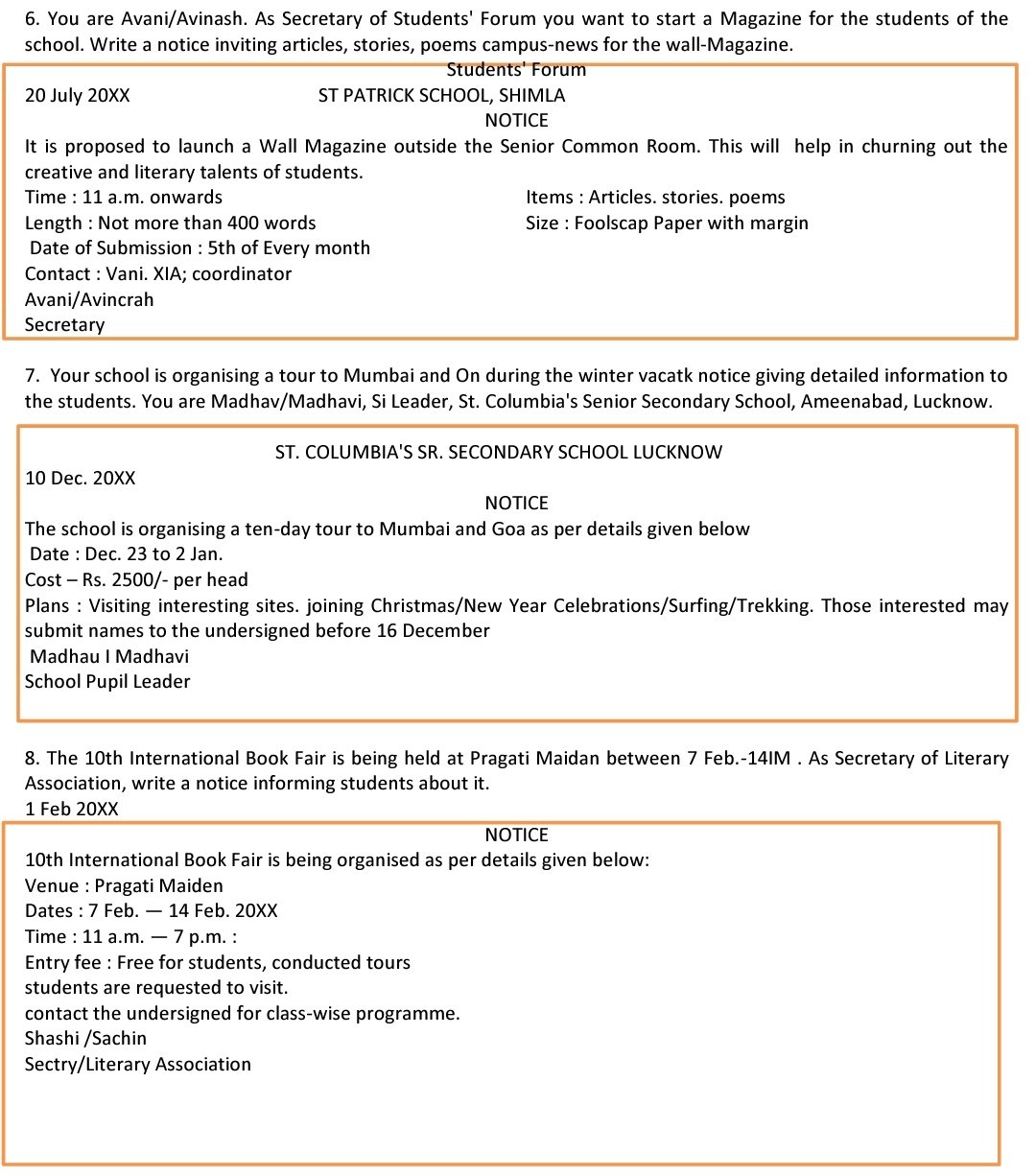 Notice Writing Rules Format And Samples For Class 10th Smart English Notes