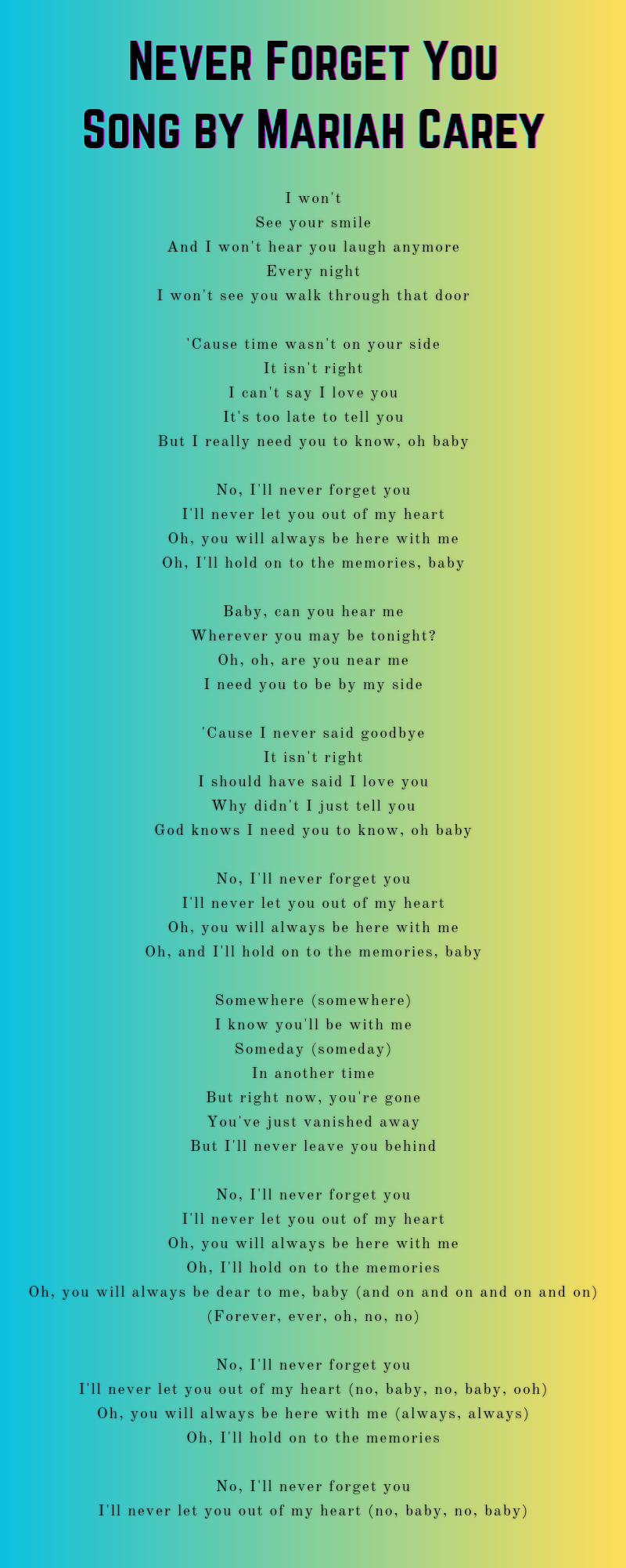 Never Forget You Song by Mariah Carey